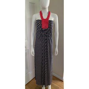 Women's T-Bags Los Angeles Navy Beaded Sleeveless Jersey Maxi Dress Size S